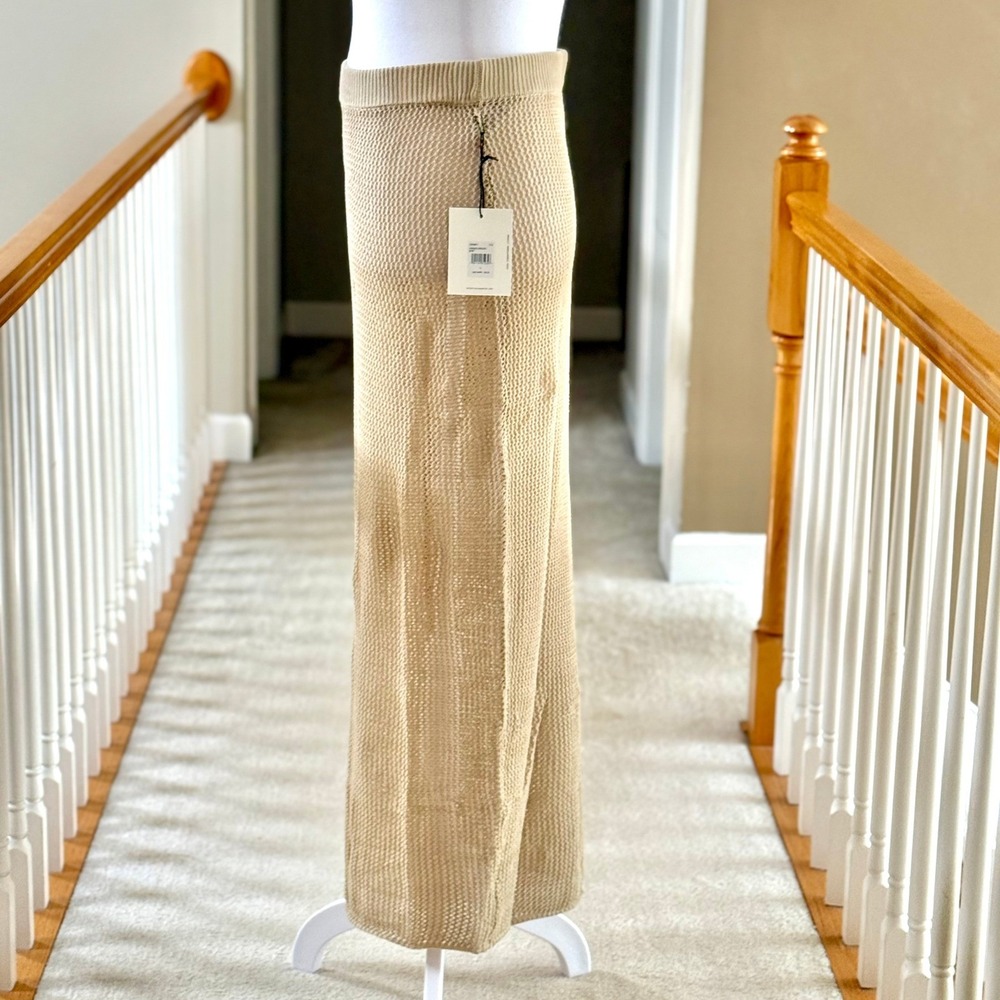 Carmen‎ Crochet Skirt Beige Tan Knit Maxi Cover Up XL NEW - Picture 5 of 5